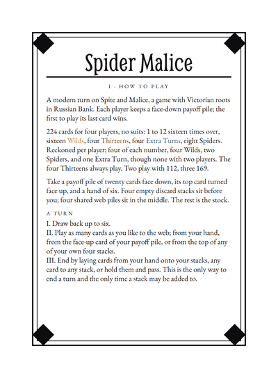 Rules card I