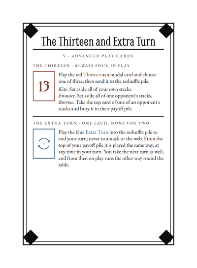 Rules card V, the Thirteen and the Extra Turn